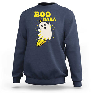 Boonana Funny Banana Ghost Halloween Costume Banana Lover Sweatshirt TS02 Navy Print Your Wear