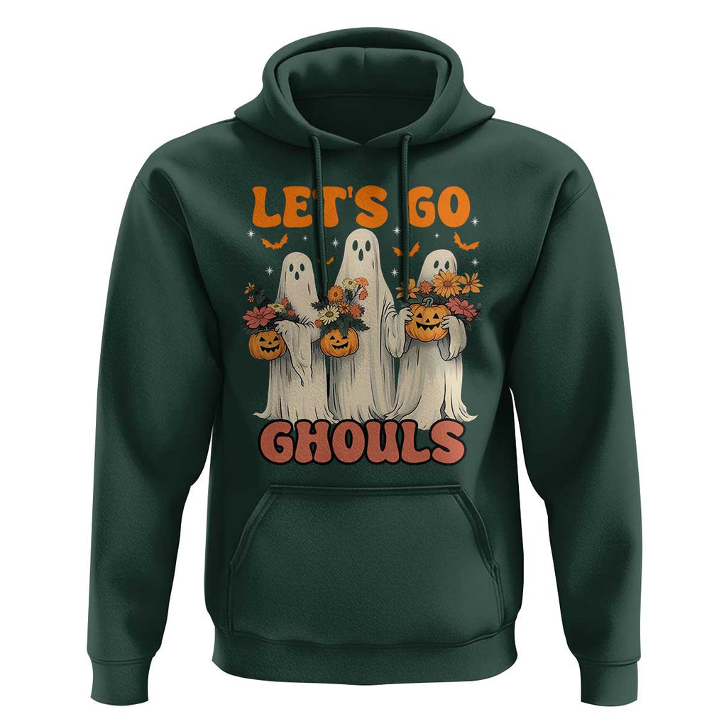Ghost Halloween Costume Hoodie Let's Go Ghouls Retro Boo Sheet TS02 Dark Forest Green Print Your Wear