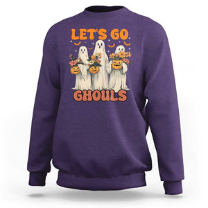 Ghost Halloween Costume Sweatshirt Let's Go Ghouls Retro Boo Sheet TS02 Purple Print Your Wear