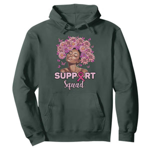 Breast Cancer Awareness Hoodie Support Squad Black Afro Women Pink Ribbon Sunflower TS02 Dark Forest Green Printyourwear