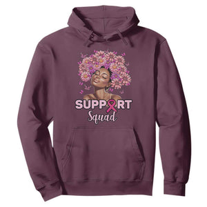 Breast Cancer Awareness Hoodie Support Squad Black Afro Women Pink Ribbon Sunflower TS02 Maroon Printyourwear