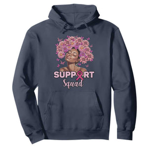 Breast Cancer Awareness Hoodie Support Squad Black Afro Women Pink Ribbon Sunflower TS02 Navy Printyourwear