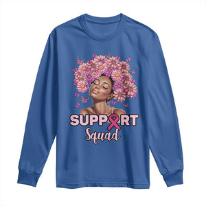 Breast Cancer Awareness Long Sleeve Shirt Black Afro Woman Support Squad Pink Ribbon Sunflower TS02 Royal Blue Print Your Wear