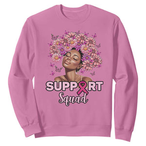 Breast Cancer Awareness Sweatshirt Support Squad Black Afro Women Pink Ribbon Sunflower TS02 Azalea Printyourwear