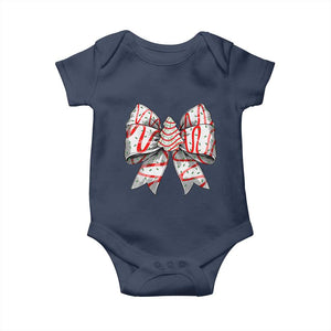 Coquette Bow Christmas Tree Cake Baby Onesie Xmas Vibes TS02 Navy Print Your Wear