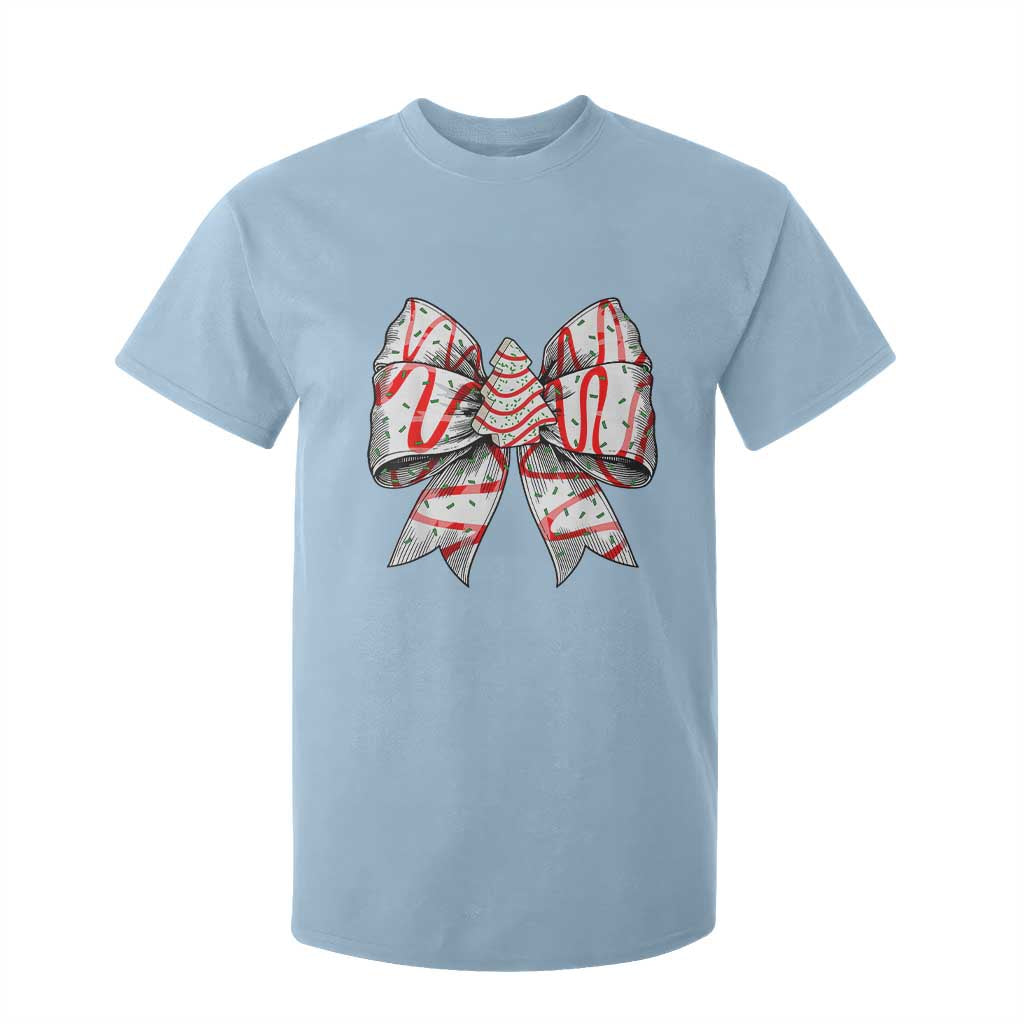 Coquette Bow Christmas Tree Cake T Shirt For Kid Xmas Vibes TS02 Light Blue Print Your Wear