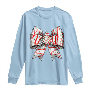 Coquette Bow Christmas Tree Cake Long Sleeve Shirt Xmas Vibes TS02 Light Blue Print Your Wear