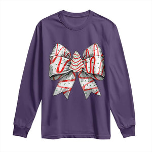 Coquette Bow Christmas Tree Cake Long Sleeve Shirt Xmas Vibes TS02 Purple Print Your Wear