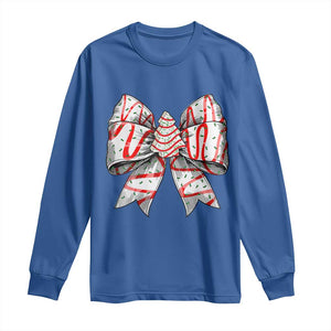 Coquette Bow Christmas Tree Cake Long Sleeve Shirt Xmas Vibes TS02 Royal Blue Print Your Wear