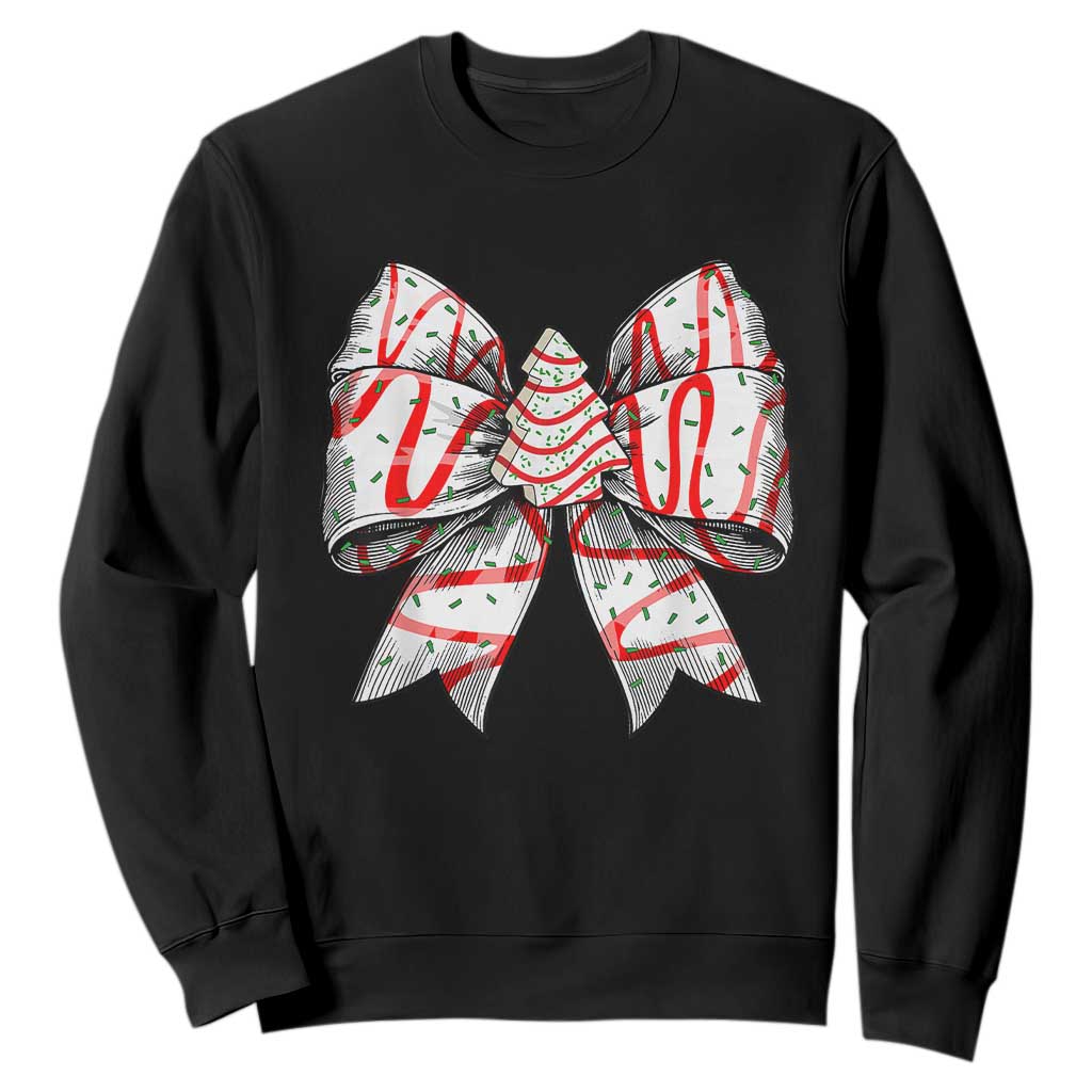 Coquette Bow Christmas Tree Cake Sweatshirt Xmas Vibes TS02 Black Print Your Wear