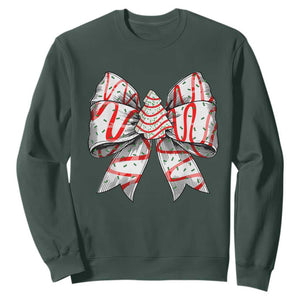 Coquette Bow Christmas Tree Cake Sweatshirt Xmas Vibes TS02 Dark Forest Green Print Your Wear