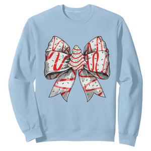 Coquette Bow Christmas Tree Cake Sweatshirt Xmas Vibes TS02 Light Blue Print Your Wear