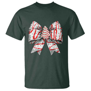 Coquette Bow Christmas Tree Cake T Shirt Xmas Vibes TS02 Dark Forest Green Print Your Wear