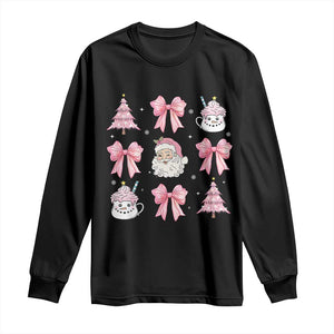 Pink Christmas Coquette Bow Long Sleeve Shirt Santa Festive Xmas Vibe TS02 Black Print Your Wear