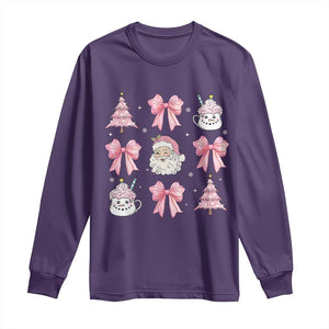 Pink Christmas Coquette Bow Long Sleeve Shirt Santa Festive Xmas Vibe TS02 Purple Print Your Wear