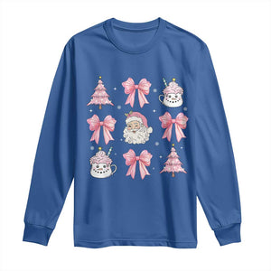 Pink Christmas Coquette Bow Long Sleeve Shirt Santa Festive Xmas Vibe TS02 Royal Blue Print Your Wear