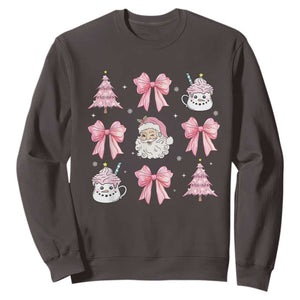 Pink Christmas Coquette Bow Sweatshirt Santa Festive Xmas Vibe TS02 Dark Chocolate Print Your Wear