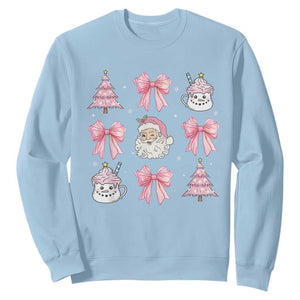 Pink Christmas Coquette Bow Sweatshirt Santa Festive Xmas Vibe TS02 Light Blue Print Your Wear