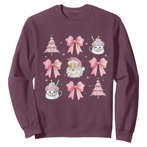 Pink Christmas Coquette Bow Sweatshirt Santa Festive Xmas Vibe TS02 Maroon Print Your Wear