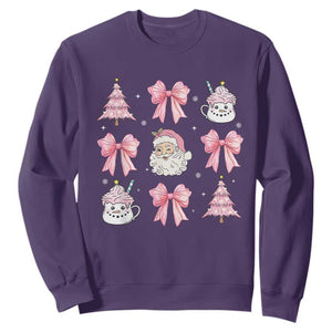 Pink Christmas Coquette Bow Sweatshirt Santa Festive Xmas Vibe TS02 Purple Print Your Wear