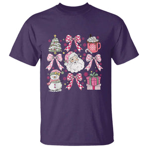 Retro Santa Claus Pink Coquette Bow T Shirt Festive Xmas Vibe TS02 Purple Print Your Wear