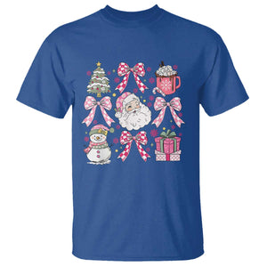 Retro Santa Claus Pink Coquette Bow T Shirt Festive Xmas Vibe TS02 Royal Blue Print Your Wear