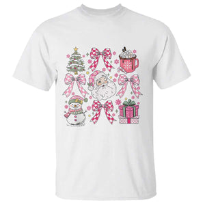 Retro Santa Claus Pink Coquette Bow T Shirt Festive Xmas Vibe TS02 White Print Your Wear