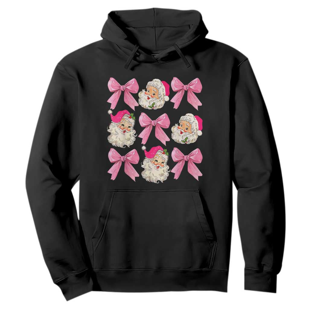 Vintage Pink Christmas Coquette Bow Hoodie Santa Claus Festive Xmas Vibe TS02 Black Print Your Wear