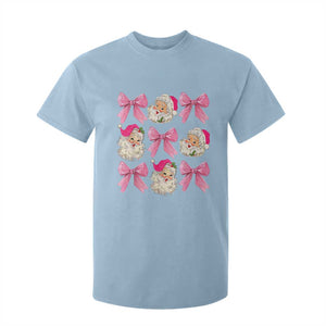 Vintage Pink Christmas Coquette Bow T Shirt For Kid Santa Claus Festive Xmas Vibe TS02 Light Blue Print Your Wear