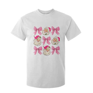 Vintage Pink Christmas Coquette Bow T Shirt For Kid Santa Claus Festive Xmas Vibe TS02 White Print Your Wear