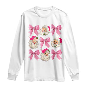 Vintage Pink Christmas Coquette Bow Long Sleeve Shirt Santa Claus Festive Xmas Vibe TS02 White Print Your Wear