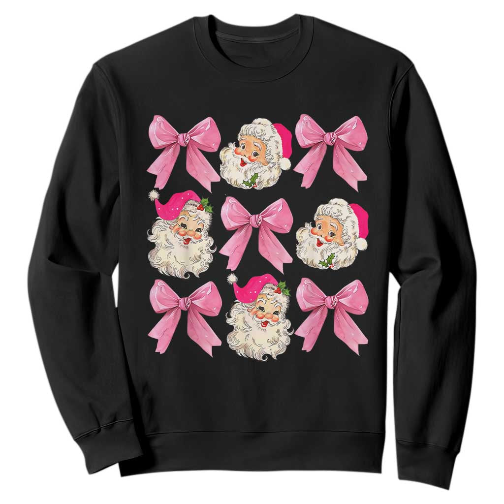 Vintage Pink Christmas Coquette Bow Sweatshirt Santa Claus Festive Xmas Vibe TS02 Black Print Your Wear