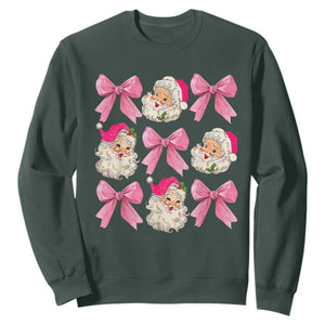 Vintage Pink Christmas Coquette Bow Sweatshirt Santa Claus Festive Xmas Vibe TS02 Dark Forest Green Print Your Wear