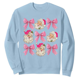 Vintage Pink Christmas Coquette Bow Sweatshirt Santa Claus Festive Xmas Vibe TS02 Light Blue Print Your Wear