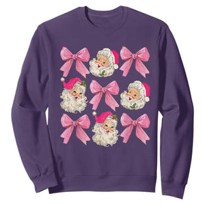 Vintage Pink Christmas Coquette Bow Sweatshirt Santa Claus Festive Xmas Vibe TS02 Purple Print Your Wear