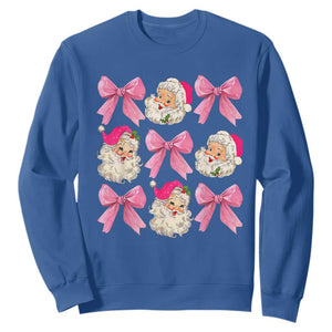 Vintage Pink Christmas Coquette Bow Sweatshirt Santa Claus Festive Xmas Vibe TS02 Royal Blue Print Your Wear