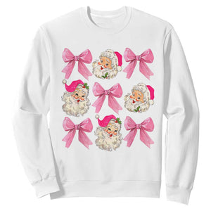 Vintage Pink Christmas Coquette Bow Sweatshirt Santa Claus Festive Xmas Vibe TS02 White Print Your Wear