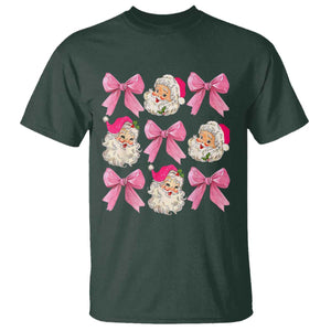 Vintage Pink Christmas Coquette Bow T Shirt Santa Claus Festive Xmas Vibe TS02 Dark Forest Green Print Your Wear