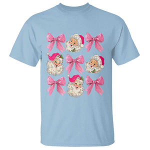 Vintage Pink Christmas Coquette Bow T Shirt Santa Claus Festive Xmas Vibe TS02 Light Blue Print Your Wear