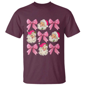 Vintage Pink Christmas Coquette Bow T Shirt Santa Claus Festive Xmas Vibe TS02 Maroon Print Your Wear