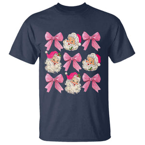 Vintage Pink Christmas Coquette Bow T Shirt Santa Claus Festive Xmas Vibe TS02 Navy Print Your Wear