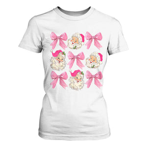 Vintage Pink Christmas Coquette Bow T Shirt For Women Santa Claus Festive Xmas Vibe TS02 White Print Your Wear