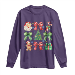 Christmas Tree Retro Coquette Bow Long Sleeve Shirt Santa Claus Candy Festive Xmas Vibes TS02 Purple Print Your Wear