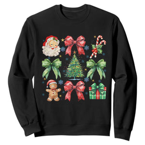 Christmas Tree Retro Coquette Bow Sweatshirt Santa Claus Candy Festive Xmas Vibes TS02 Black Print Your Wear