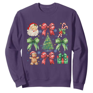 Christmas Tree Retro Coquette Bow Sweatshirt Santa Claus Candy Festive Xmas Vibes TS02 Purple Print Your Wear