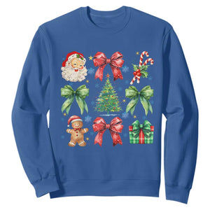 Christmas Tree Retro Coquette Bow Sweatshirt Santa Claus Candy Festive Xmas Vibes TS02 Royal Blue Print Your Wear