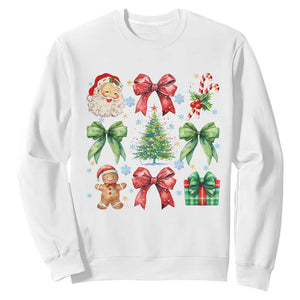 Christmas Tree Retro Coquette Bow Sweatshirt Santa Claus Candy Festive Xmas Vibes TS02 White Print Your Wear