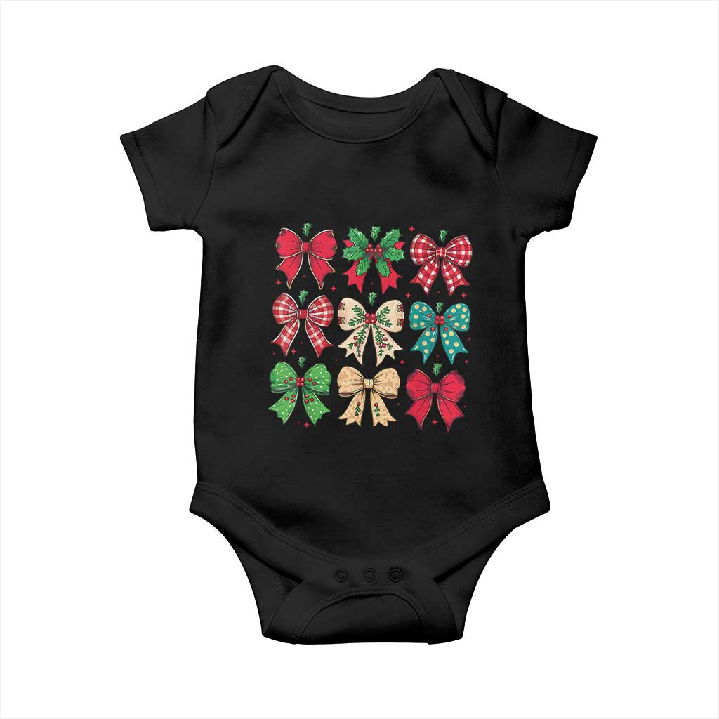 Merry Christmas Coquette Bow Baby Onesie Festive Xmas Vibe TS02 Black Print Your Wear