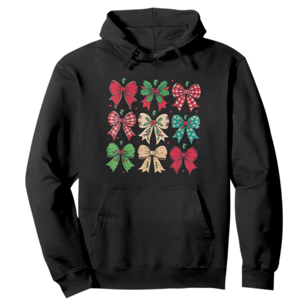 Merry Christmas Coquette Bow Hoodie Festive Xmas Vibe TS02 Black Print Your Wear