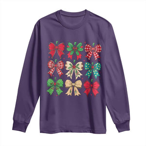 Merry Christmas Coquette Bow Long Sleeve Shirt Festive Xmas Vibe TS02 Purple Print Your Wear